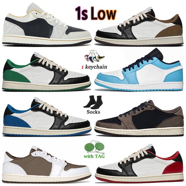 

2023 fashion jumpman 1 low basketball shoes cactus jack 1s beaded light smoke wolf grey dark mocha fragment white black university blue