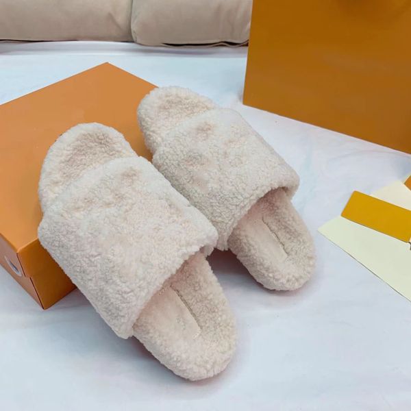 

lvss designer slipper sandals goat coquette skin sheepskin warm furry fluff slides cotton platform fur shoes autumn winter, Black