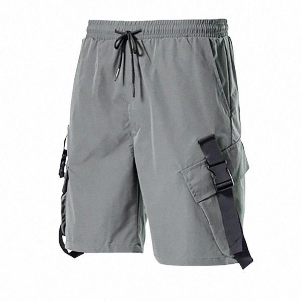 

men's fashion summer drawstring pocket beach pants casual shorts overalls knee length short workout male k9re#, White;black