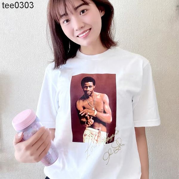 

verified 22ss al green tee soul singer al green character ps printed short sleeve t-shirt 01, White;black
