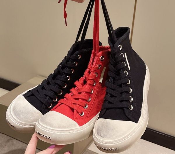 

new fashion luxury brand retro distressed dirty shoes women autumn casual sneakers white shoes canvas, Black