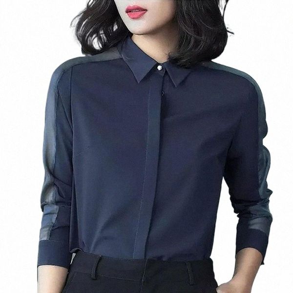 

elegant korean women shirt female long sleeved professional office lady blouse fashion chiffon black white dd2243 women's blouses & sh