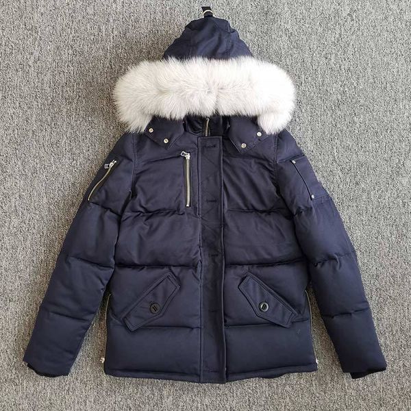 

men's down parkas ship winter men moose jacket mens big fur collar coats outdoor warm man outwear knuckles doudoune3c2lp, Black