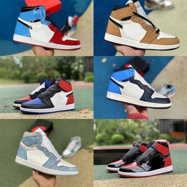 

jumpman 1 1s high sports basketball shoes men women stage haze stealth candy fearless unc royal toe obsidian bio hack pine green dark m320j, Black