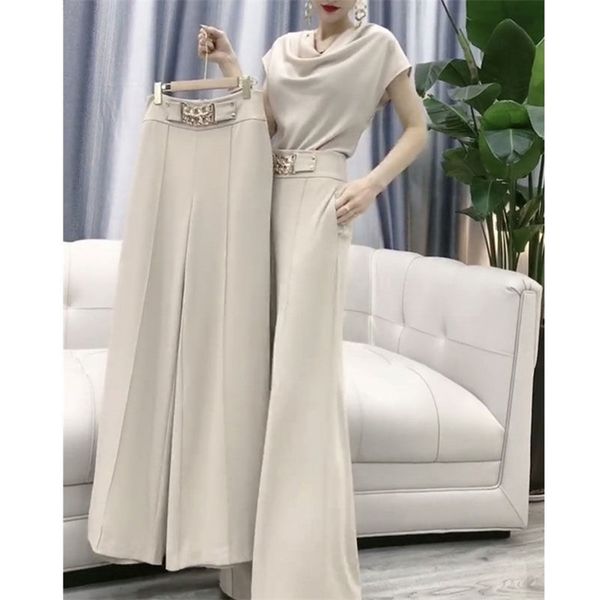 

women's pants capris casual wide leg pants set all-matching office lady trousers women's clothing fashion matching two-piece summe, Black;white