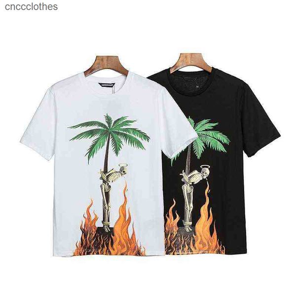 

t-shirts classic pa1mangles t shirts skull coconut tree flame round neck short sleeve trendy men's loose women casual large, White;black
