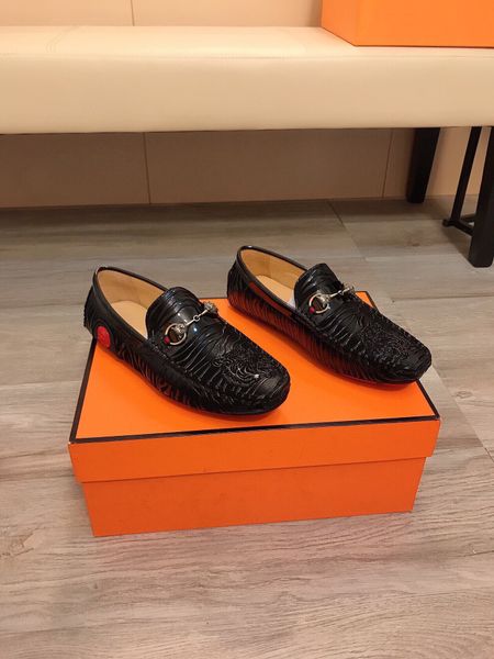 

men casual loafers fashion brand designer dress shoes handmade party wedding snakeskin flats breathable walking shoes size 38-44, Black