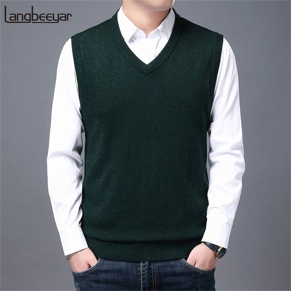 

men's sweaters autum winter fashion brand knit sleeveless vest pullover mens casual sweaters designer woolen mans clothes 220915, White;black