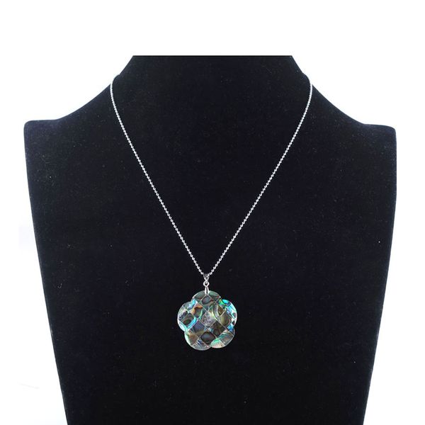 

vintage colorful flowers abalone shell pendant necklace no hole natural boho pearl shells for jewelry gift n3369, Silver
