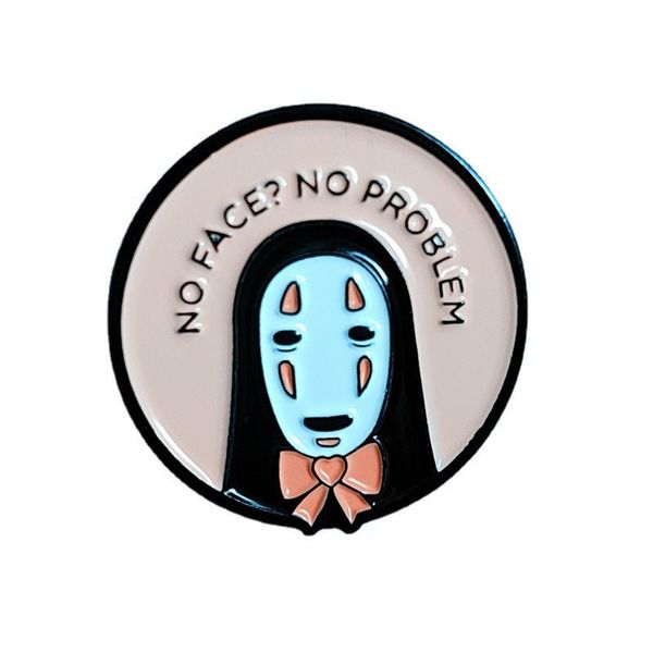 

cute japanese cartoon brooch childhood brooch no face man no problem faceless male badge metal pin jacket backpack matching accessories pins, Blue