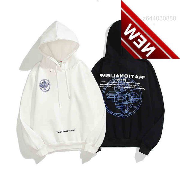 

men's hoodies sweatshirts off fleece t shirt off fashion t-shirts brand white new 3d overlapping projection hoodie sweater and women&#0, Black
