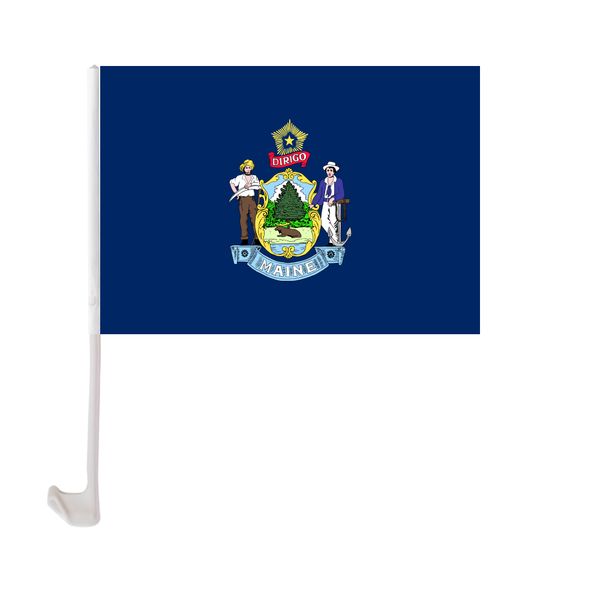 

30x45cm maine car flag polyester uv protection window clip car decoration banner with flagpole