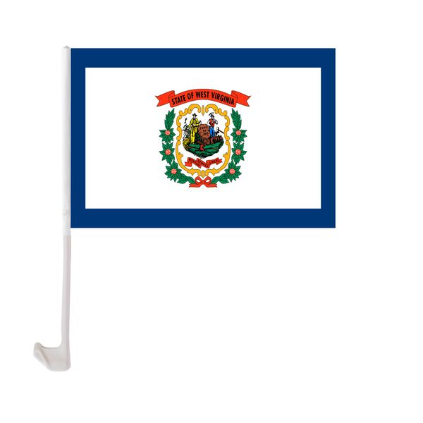 

30x45cm west virginia car flag polyester uv protection window clip car decoration banner with flagpole