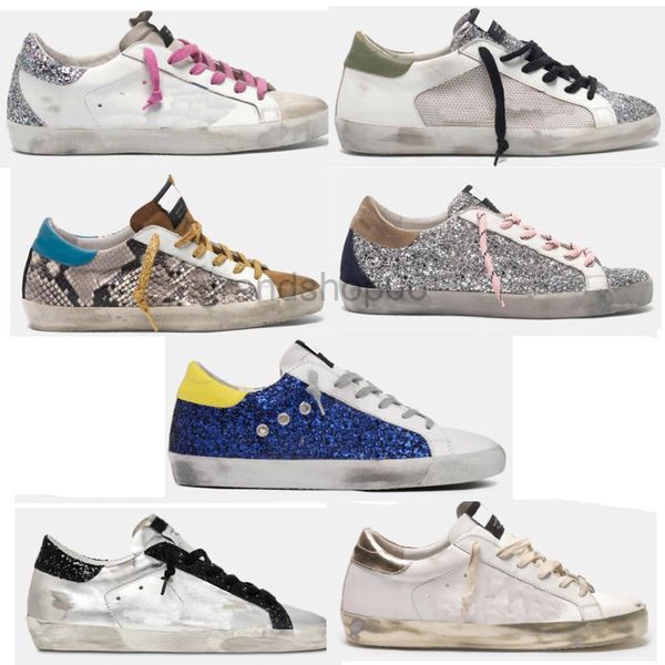 

sneakers casual shoes dirty shoe golden super star classic do-old snake skin heel suede cream sole white leather plaid flat glitter women, Black