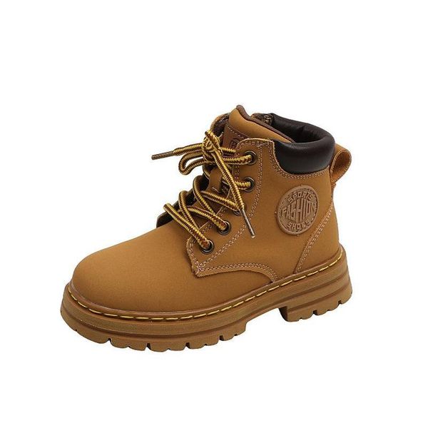 

boots kids shoes casual child martin autumn boys handsome mid-tube girls yellow e13753, Black;grey