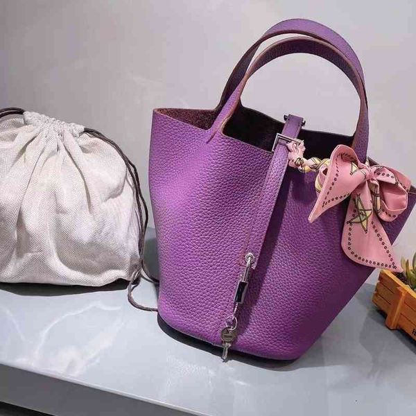 

bags designer heme luxury high order semi manual togo layer cow leather h home basket contrast color bucket bag light