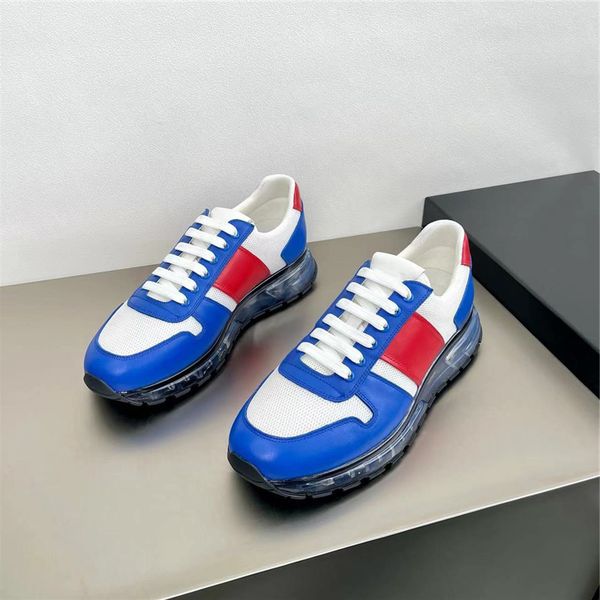 

mens clear sole platform sneakers soft leather patchwork mesh breathable low casual shoes
