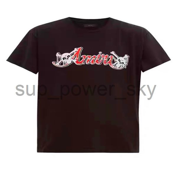 

amirs mens casual shirts summer skull letters printed fashion t-shirt for men and women designer tee, White;black