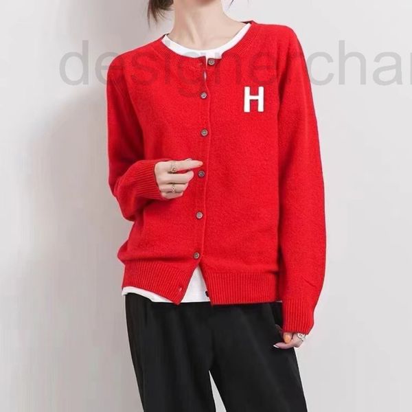 

women's knits & tees designer ml2022 autumn new fashion casual h-letter jacquard round neck long sleeve sweater women f3pl, White
