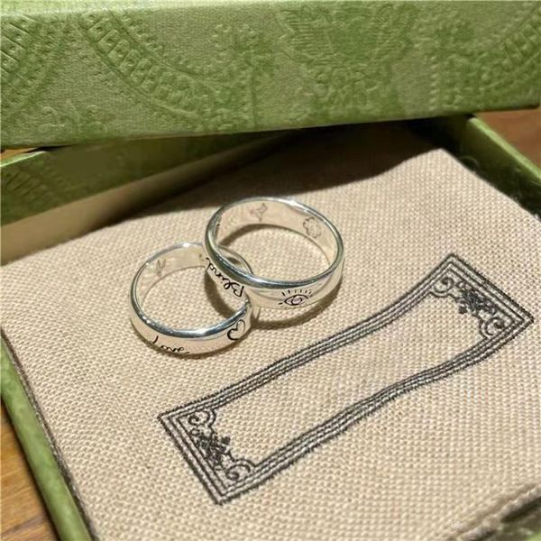 

2022 luxury fashion designer couple ring silver letter graffiti temperament classic personality full couple gift women's part297k, Golden;silver