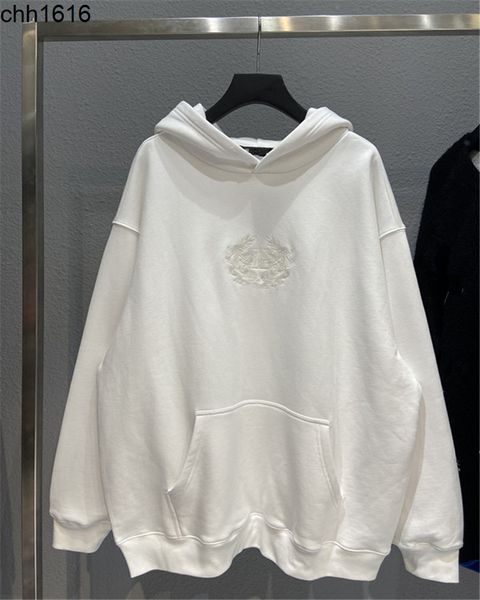 

high version balencaigass 21fw autumn and winter new front luminous letters lion laurel fleece hoodie tide brand hoodie, Black