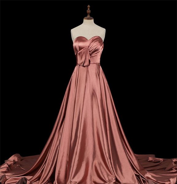 

new special occasion dresses tube party dress satin straps temperament slim wavy side big tail my11403, Black