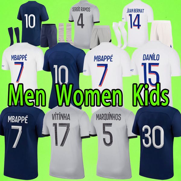 

maillot de foot psgs 2022 2023 soccer jerseys third men women kids kit sergio ramos 22 23 mbappe kimpembe paris football shirt fabian hakimi, Black;yellow