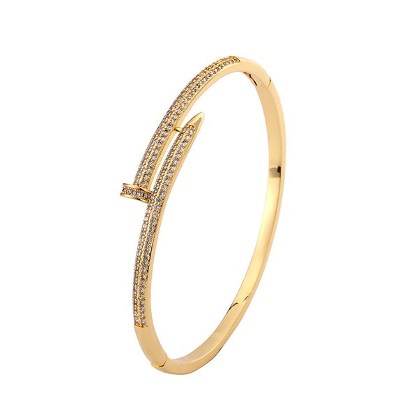 

stylish personality microset zircon nail bangle open bracelet, Black