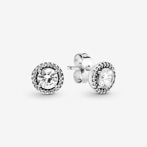 

925 sterling silver round sparkle stud earrings pave cubic zirconia fashion women wedding engagement jewelry accessories208c, Golden;silver