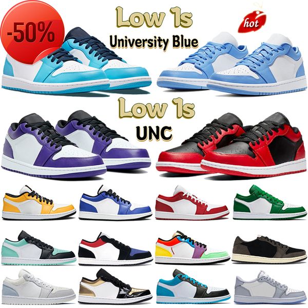 

basketball shoes 2021 low cut jumpman 1 og 1s mens electro orange obsidian unc hyper royal university blue lucky green bred patent women, Black