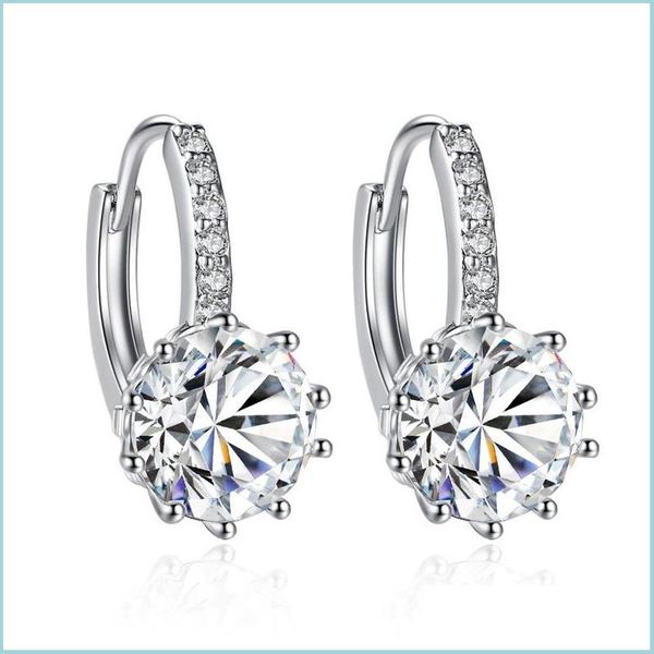 

charm trendy genuine sier color round hoop earrings with aaa zircon for women jewelry gift 1809 v2 drop delivery 2021 dhseller2010 dhm0n, Golden