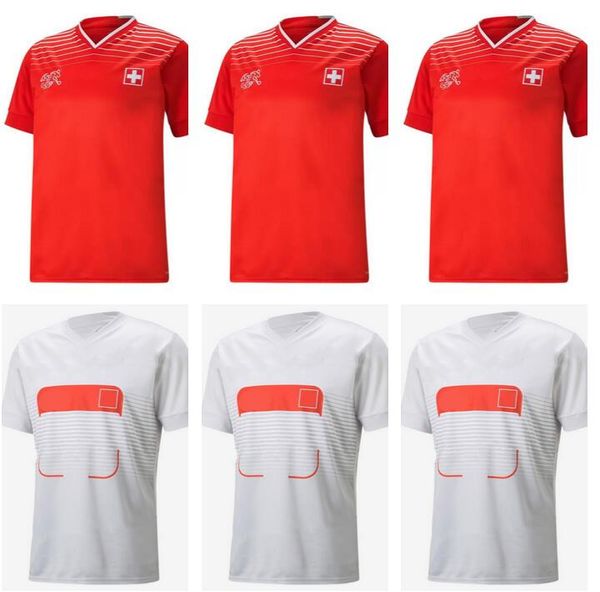 

2021 2022 switzerland home away soccer jersey 21 22 seferovic freuler shaqiri lang embolo behrami swiss red men football shirt, Black;yellow