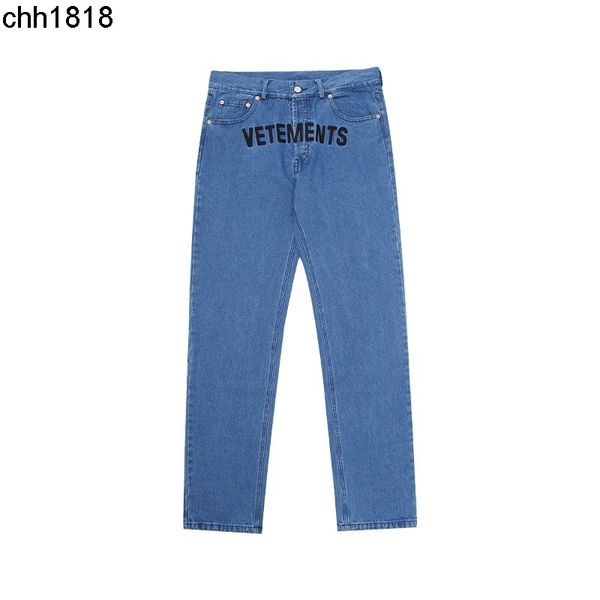 

high version vetementss wittmann letter embroidery wash water worn straight jeans trousers for men and women, Blue