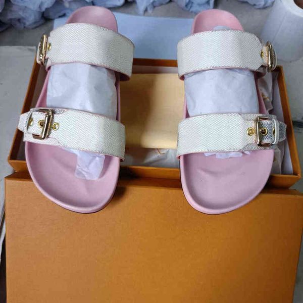 

2022pool pillow comfort designer slippers waterfront miami mule sandals calfskin slides bom dia flat mules sliders summer beach slipper, Black