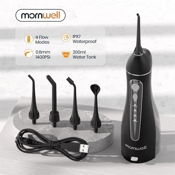 

other oral hygiene mornwell portable irrigator with travel bag water flosser usb rechargeable 5 nozzles jet 200ml tank proof 220916