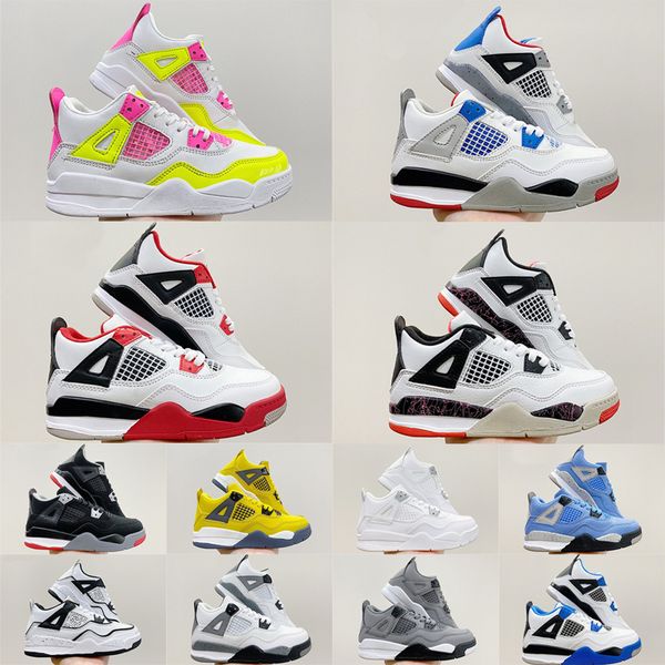 

kids shoes 4 basketball shoe black cat toddler td 4s red chicag boys girls basketball pour enfants athletic outdoor sneakers size 28-35 f2jy