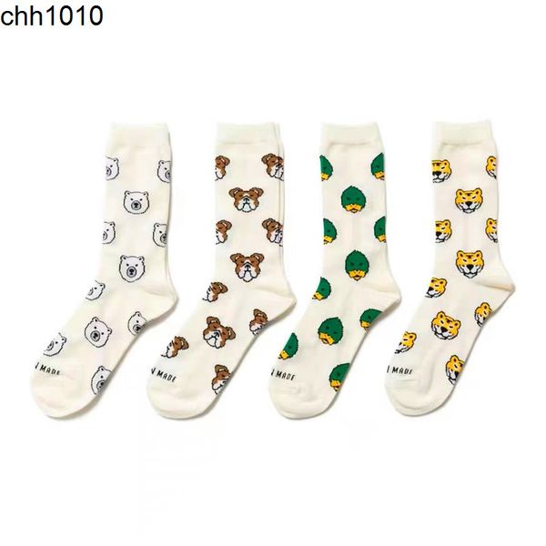 

men's 22ss new human cartoon animal socks duck polar bear men's and women's medium cotton sports, Black