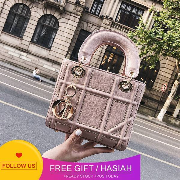 

designer bags summer versatile women's new diagonal mini princess diana net red ins fashion pu leather lady hand