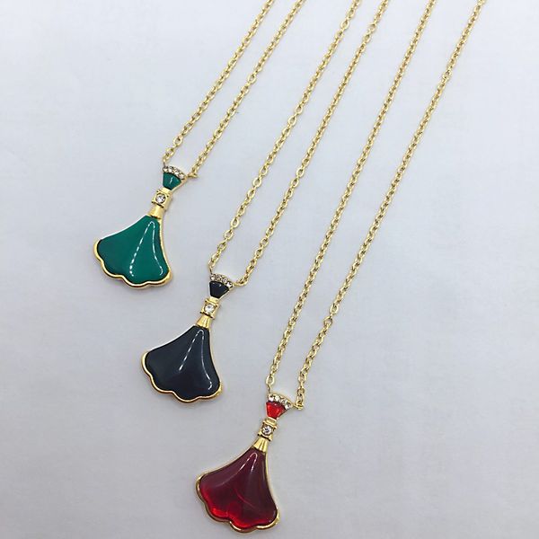 

classic fashion ladies necklace luxury designer pendant green red black multiple colors 316l titanium steel jewelry, Silver