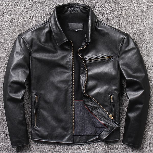 

men s leather faux wholesales classic motor rider slim genuine leather jacket cool fashion black cowhide coat chaqueta de cuero 220916