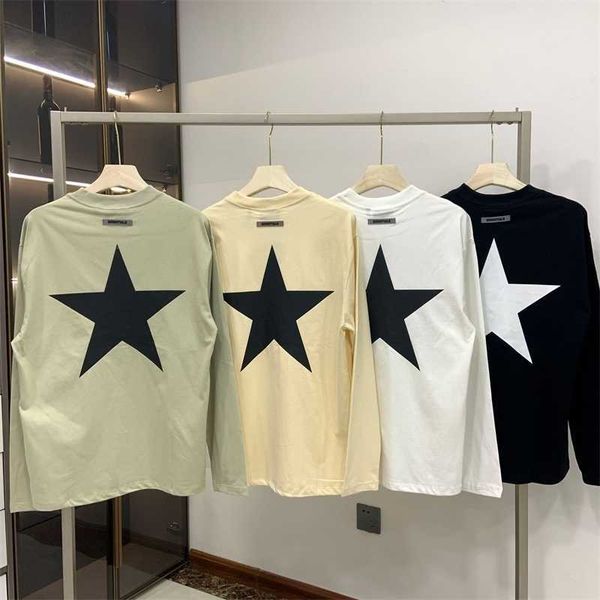 

designers hoodie essentials hooded for mens 22 autumn fog five pointed star embossed sweater style couple high street loose pullover, Black