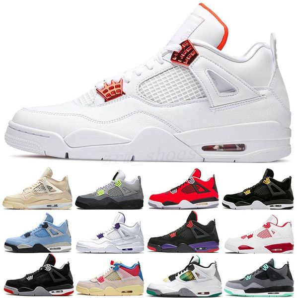 

2022 4 mens basketball shoes 4s raptors pure money royalty white cement bred airs military blue red men trainers sports sneakers desig223d, Black;brown