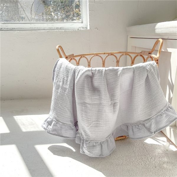 

blankets swaddling muslin swaddle crinkle cotton gauze ruffle baby burp cloths throw blanket muslin diapers babi bath 220915