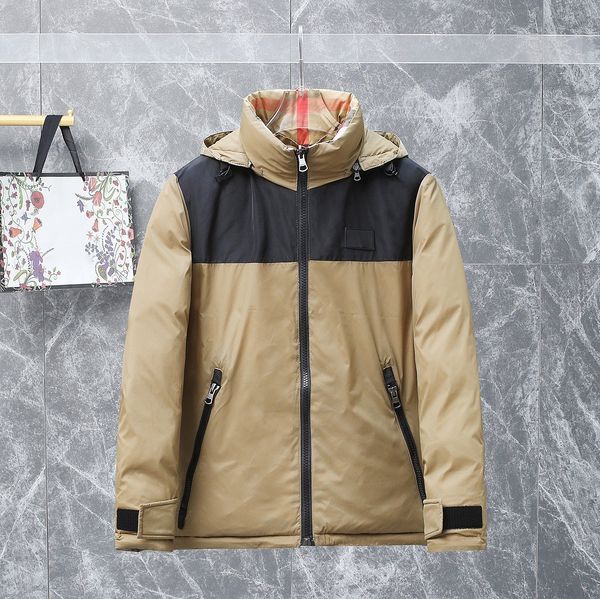 

2023 fashion new men's turtleneck hooded down jacket snow thick zipper letter printing, Black
