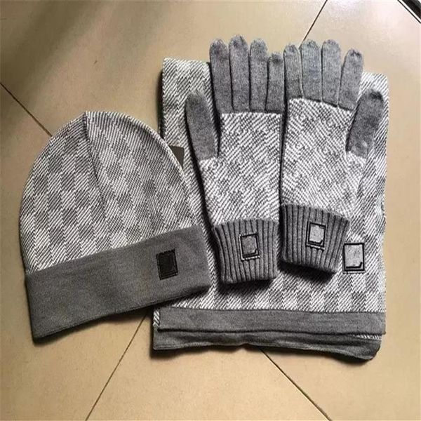 

x scarf 20 luxury brand hat scarf glove sets women men designer scarves cap gloves winter outdoor ski warm beanies set box323b, Blue;gray