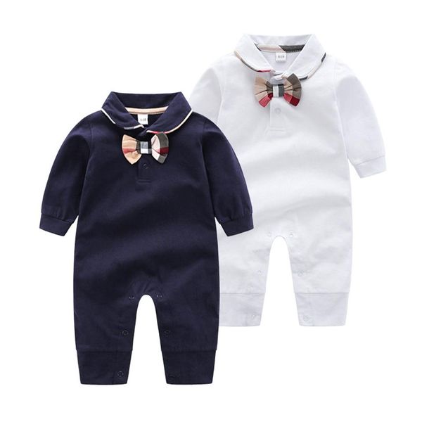 

baby desiger clothes short sleeve baby rompers spring summer romper khaki kids designer infant jumpsuits clothing with bow knot240q, Blue