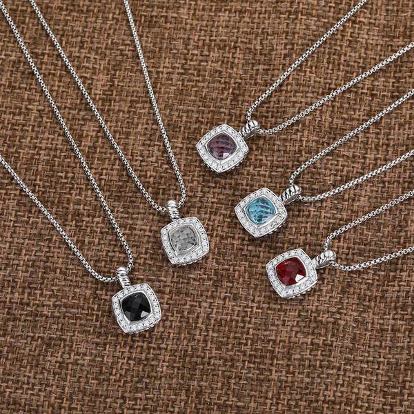 

chain pendant necklace womens hip hop pendants blue onyx necklaces with faux z black red garnet design jewelry gemstone, Silver