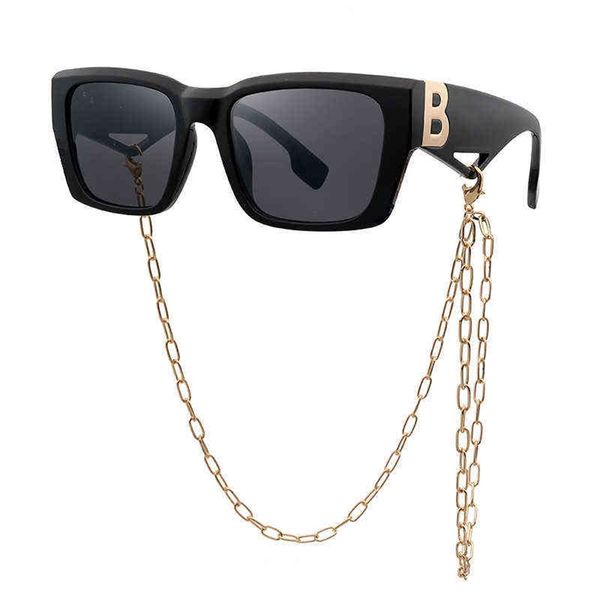 

sun glass new fashion letter square chain women's sunglasses, White;black