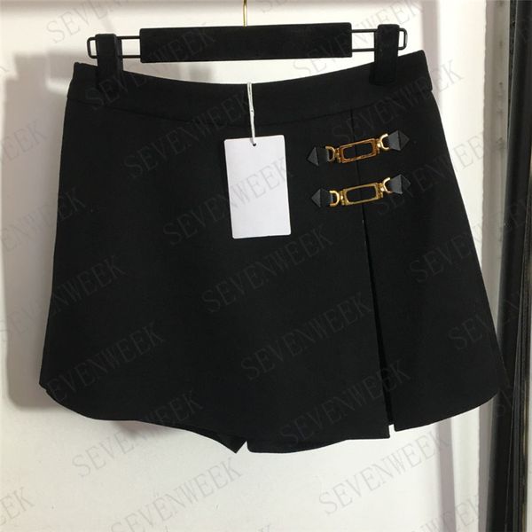 

high grade womens shorts skirts with gold buckle luxury fashion ladies short skirt for party wedding, White;black