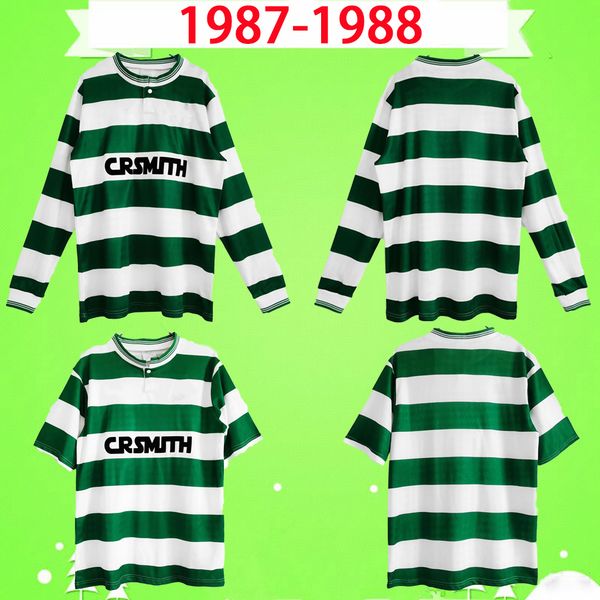 

celtic 1987 1988 retro soccer jerseys 87 88 vintage football shirts mcinally johnston macleod archdeacon aitken home green, Black;yellow